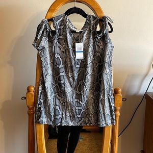 Michael Kors python/snake cold shoulder shirt